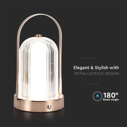 LED prigušiva punjiva stona lampa sa dodirom LED/1W/5V 3000-6000K 1800 mAh bakar