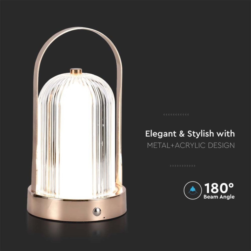LED prigušiva punjiva stona lampa sa dodirom LED/1W/5V 3000-6000K 1800 mAh bakar