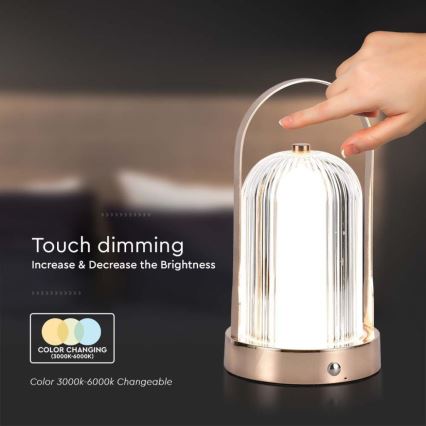 LED prigušiva punjiva stona lampa sa dodirom LED/1W/5V 3000-6000K 1800 mAh bakar