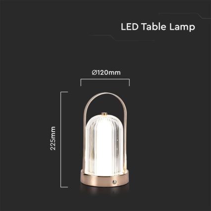 LED prigušiva punjiva stona lampa sa dodirom LED/1W/5V 3000-6000K 1800 mAh bakar