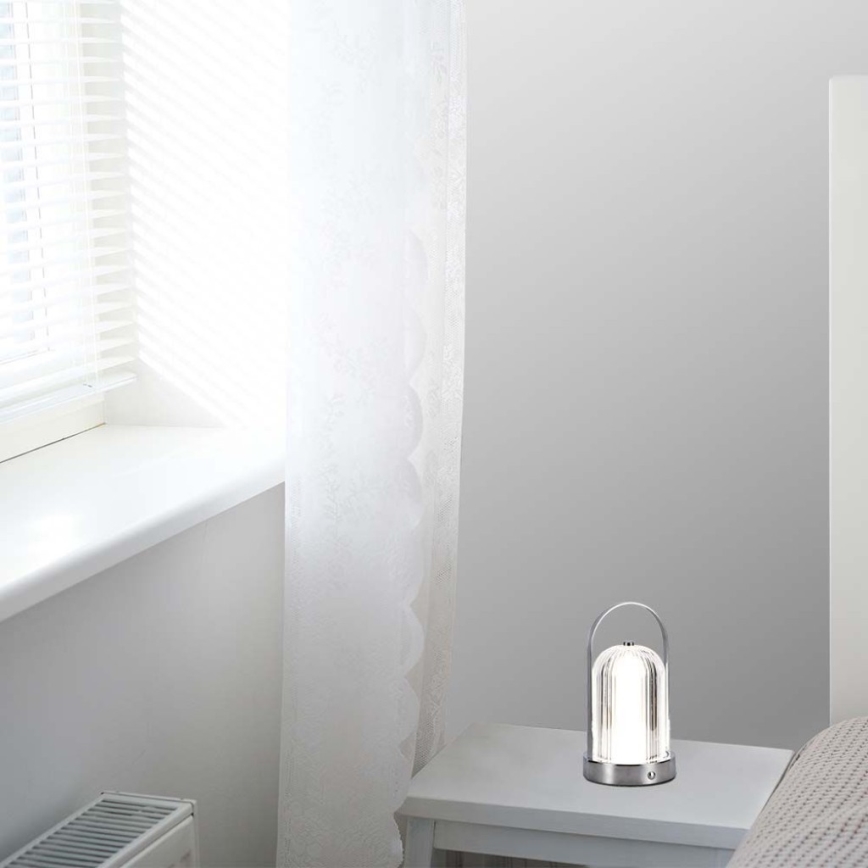 LED prigušiva punjiva dodirna stona lampa LED/1W/5V 3000-6000K 1800 mAh mat hrom