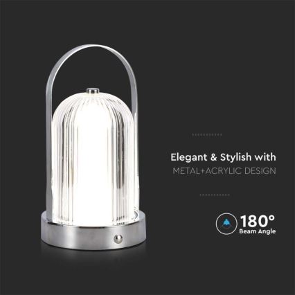 LED prigušiva punjiva dodirna stona lampa LED/1W/5V 3000-6000K 1800 mAh mat hrom