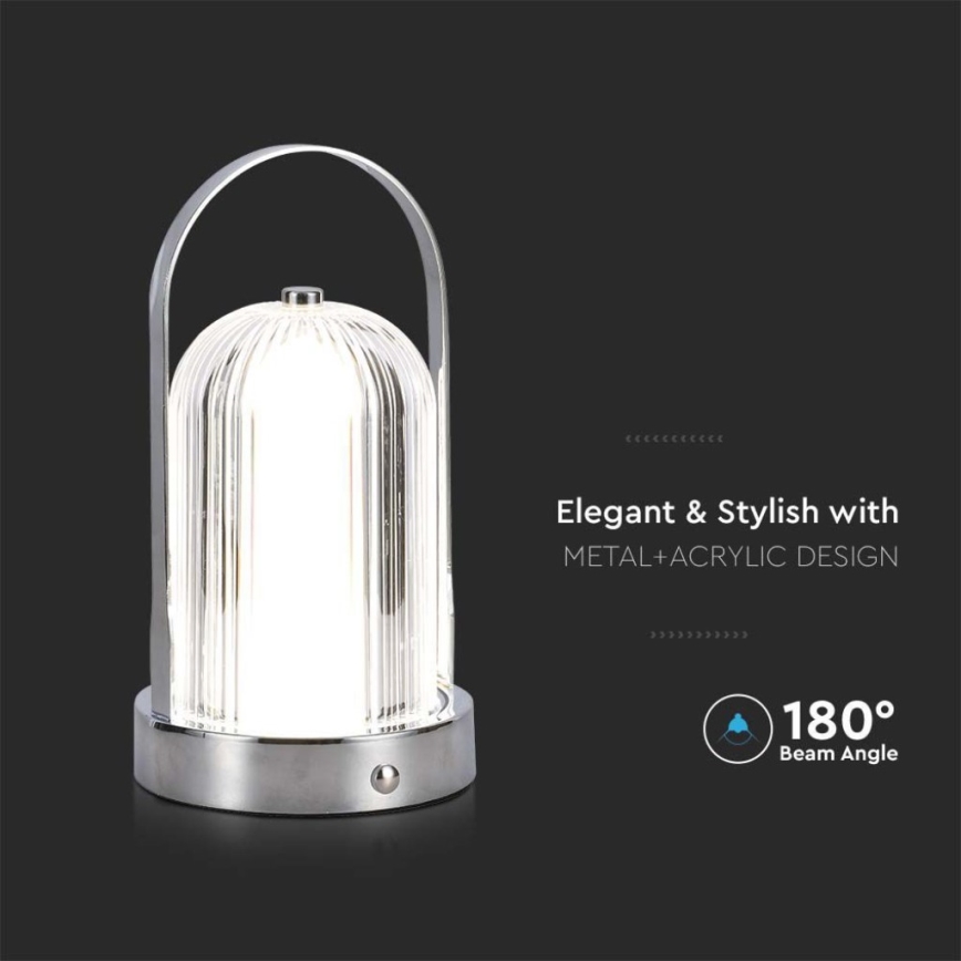 LED prigušiva punjiva dodirna stona lampa LED/1W/5V 3000-6000K 1800 mAh mat hrom