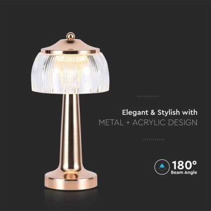 LED prigušiva punjiva dodirna stona lampa LED/1W/5V 3000-6000K 1800 mAh ružičasto zlato