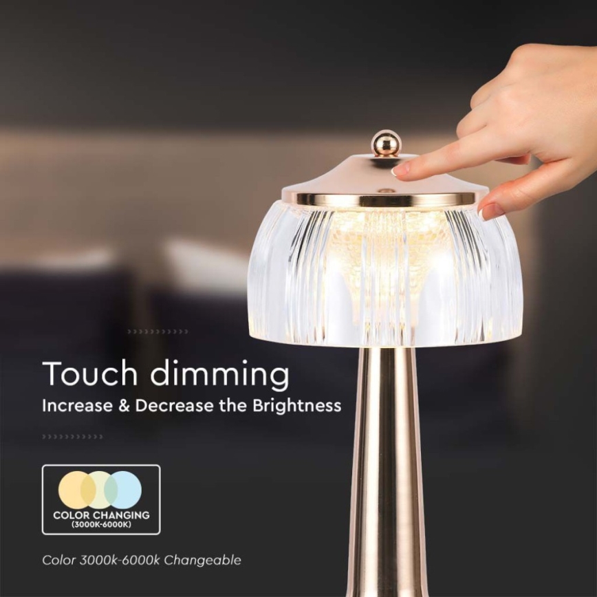 LED prigušiva punjiva dodirna stona lampa LED/1W/5V 3000-6000K 1800 mAh ružičasto zlato