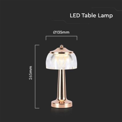 LED prigušiva punjiva dodirna stona lampa LED/1W/5V 3000-6000K 1800 mAh ružičasto zlato