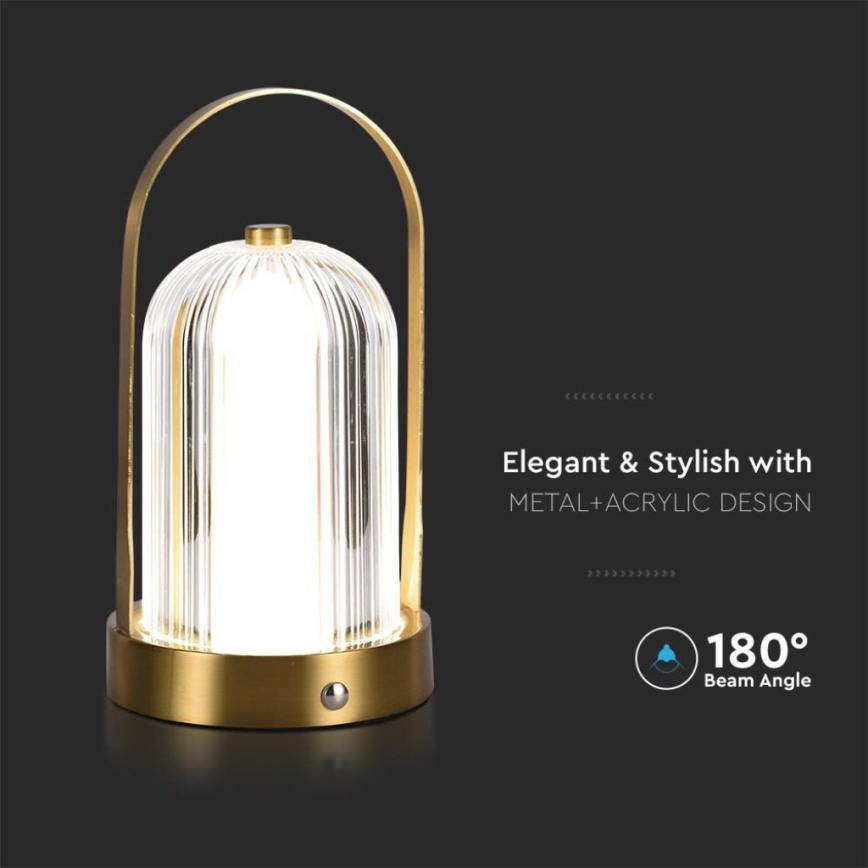 LED prigušiva punjiva dodirna stolna lampa LED/1W/5V 3000-6000K 1800 mAh zlatna