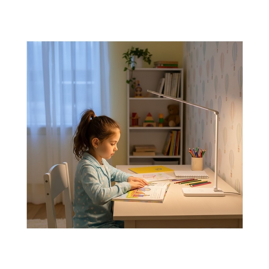 LED prigušiva stona lampa sa bežičnim QI punjenjem NOBLITE Q LED/7W/230V 3000/4000/6500K bela
