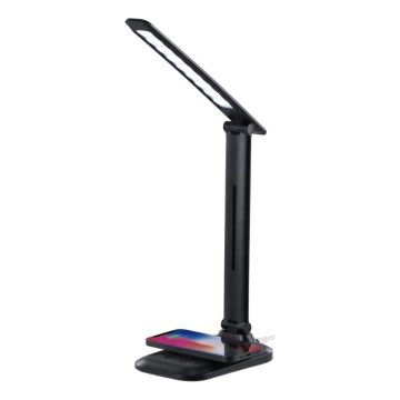 LED prigušiva stona lampa sa bežičnim QI punjenjem i USB priključkom LUMI LED/7W/230V, crna