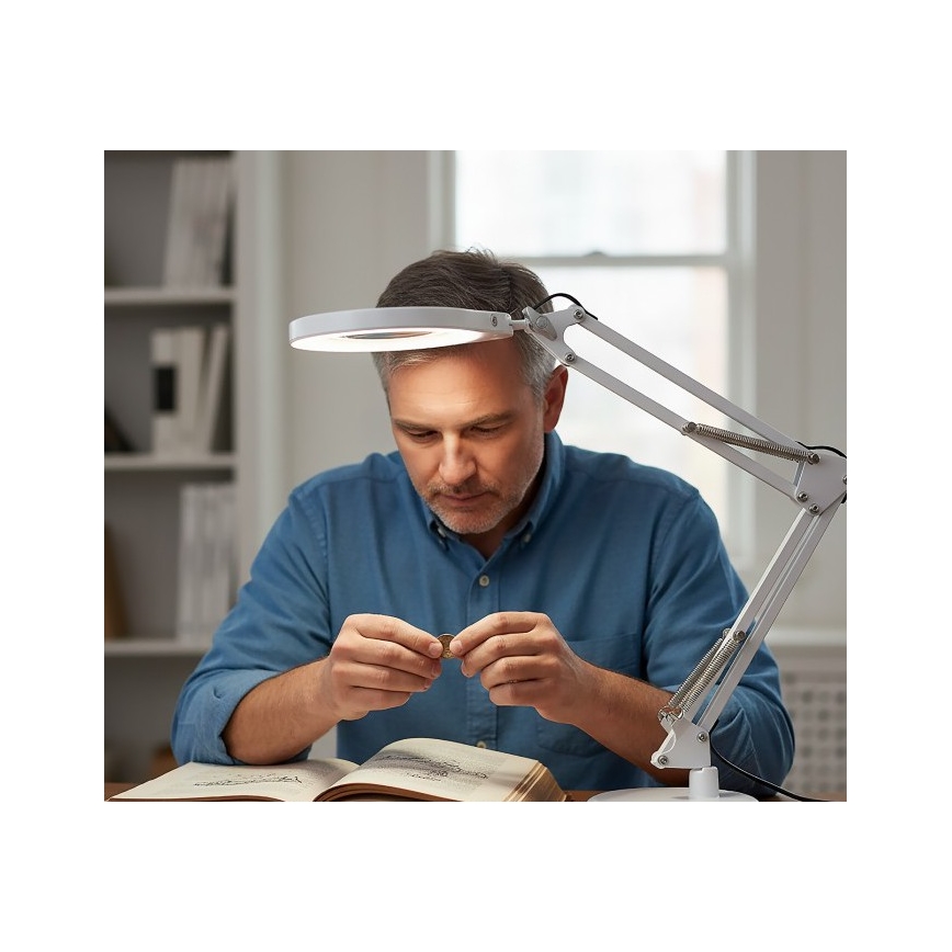 LED prigušiva stona lampa sa lupom 2 u 1 AURIQ LOUPE LED/10W/5V 3000/4000/6500K bela