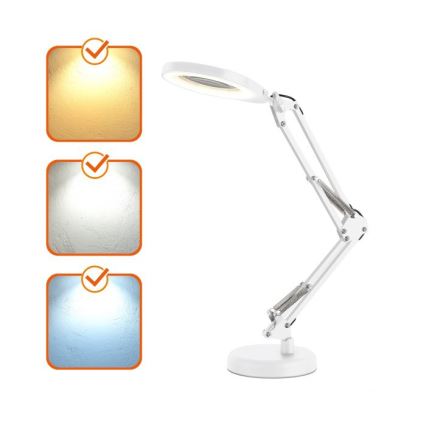 LED prigušiva stona lampa sa lupom 2 u 1 AURIQ LOUPE LED/10W/5V 3000/4000/6500K bela