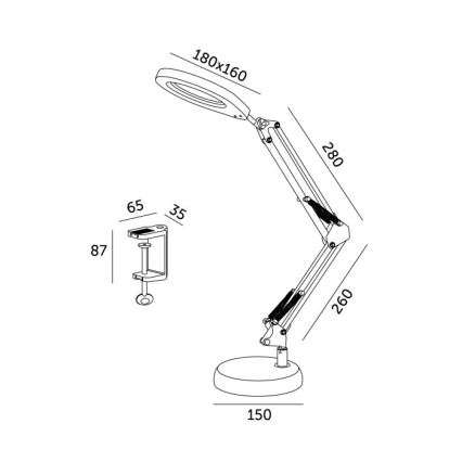 LED prigušiva stona lampa sa lupom 2u1 AURIQ LOUPE LED/10W/5V 3000/4000/6500K crna