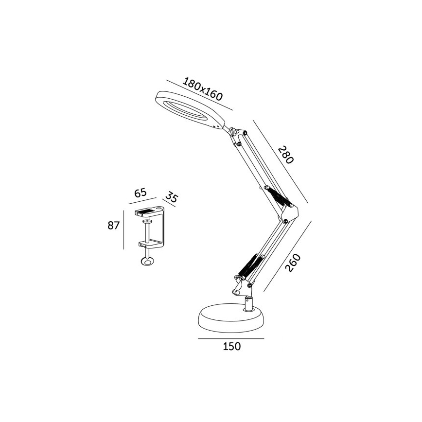 LED prigušiva stona lampa sa lupom 2u1 AURIQ LOUPE LED/10W/5V 3000/4000/6500K crna