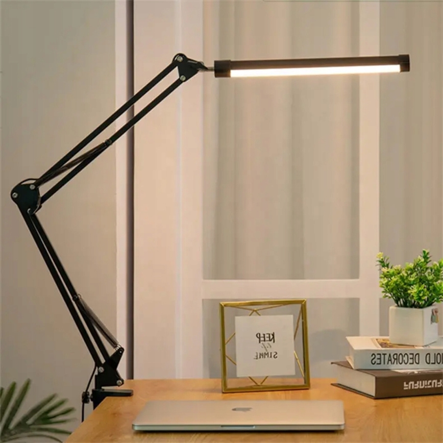 LED stolna lampa sa stezaljkom, prigušiva, sa dodirnim senzorom, fleksibilna, LED/10W/5/230V 3000/4000/6000K crna