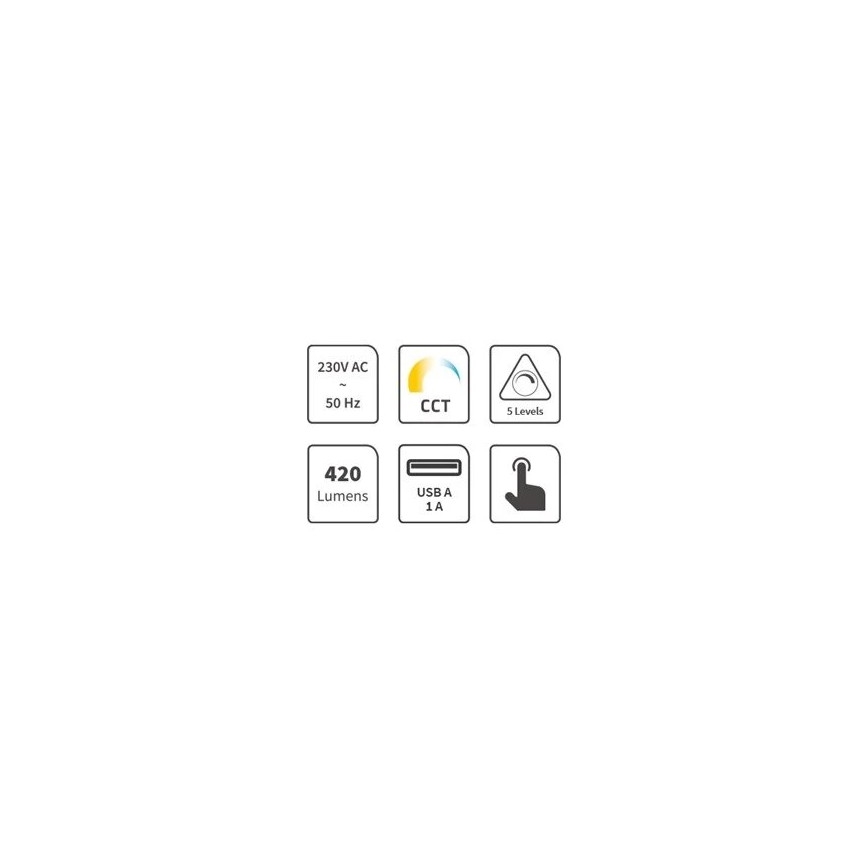 LED prigušiva stona lampa sa USB LED/7W/230V 3000K/4000K/5500K bela