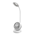 LED prigušiva stona lampa sa ventilatorom LED/2W/5V 6000-8000K 2000 mAh