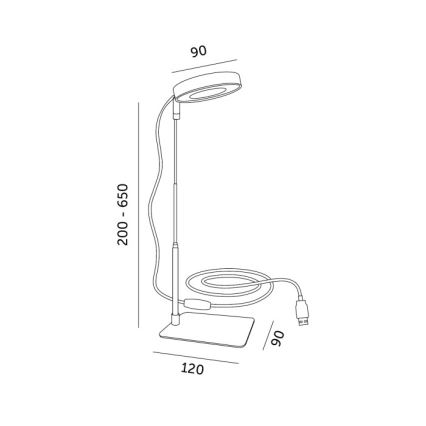 Prigušiva LED stona lampa za uzgoj biljaka VERDI LED/5W/5V 1300K CRI 95 bela