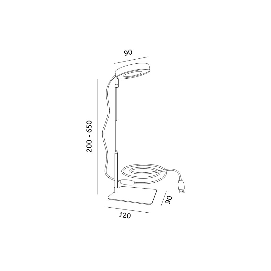 LED stona lampa za uzgoj biljaka VERDI LED/5W/5V 1300K CRI 95 crna (prigušiva)