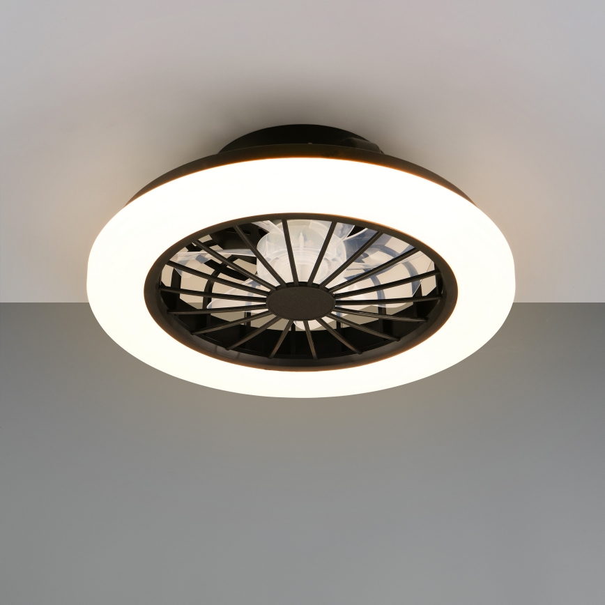 LED prigušiva stropna svetiljka sa ventilatorom GHANA LED/24W/230V 3000-6500K bela/crna + daljinski upravljač