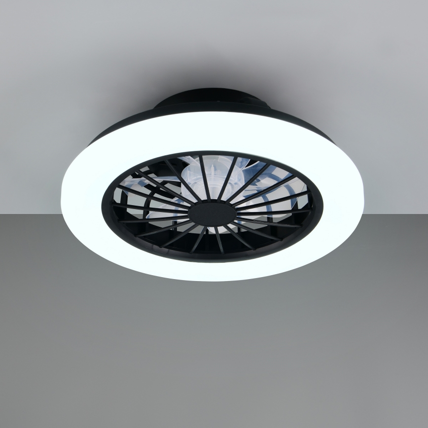 LED prigušiva stropna svetiljka sa ventilatorom GHANA LED/24W/230V 3000-6500K bela/crna + daljinski upravljač