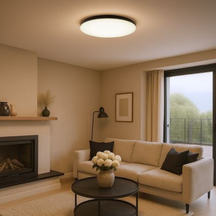 LED prigušiva plafonska svetiljka SIENA LED/80W/230V 3000-6000K prečnik 75 cm crna + daljinski upravljač