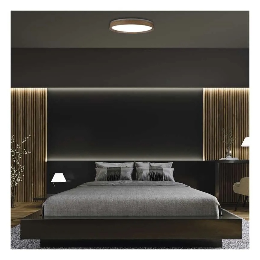 LED prigušiva plafonska svetiljka ILVI LED/45W/230V 2700-6500K prečnik 50 cm drveni dekor + daljinski upravljač