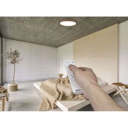 LED prigušiva plafonska svetiljka ILVI LED/45W/230V 2700-6500K prečnik 50 cm drveni dekor + daljinski upravljač
