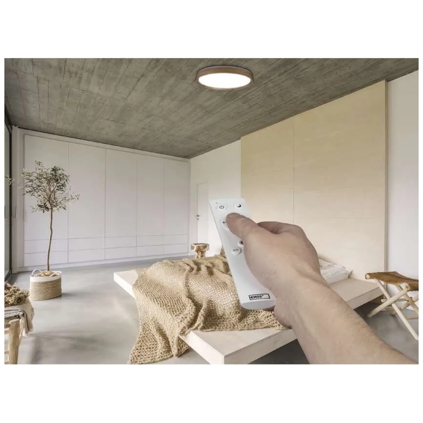 LED prigušiva plafonska svetiljka ILVI LED/45W/230V 2700-6500K prečnik 50 cm drveni dekor + daljinski upravljač