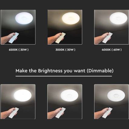 LED prigušiva stropna lampa LED/40W/230V 3000K/4000K/6500K prečnik 49 cm + daljinski upravljač