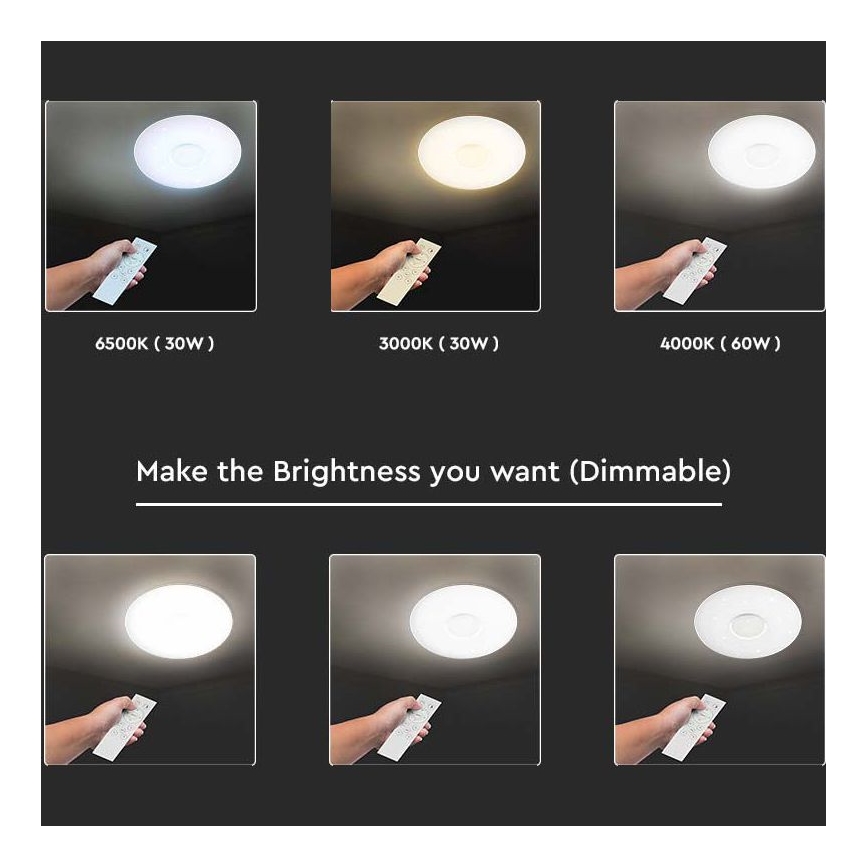 LED prigušiva stropna lampa LED/40W/230V 3000K/4000K/6500K prečnik 49 cm + daljinski upravljač