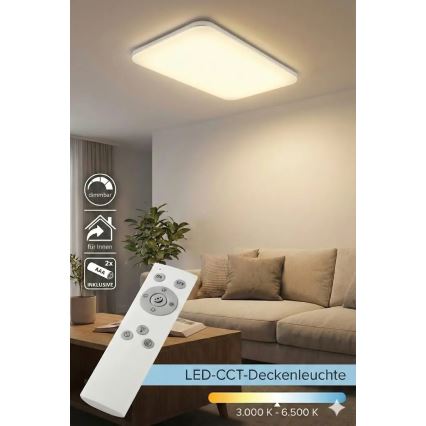 LED prigušiva stropna svetiljka LED/48W/230V 3000-6500K bela + daljinski upravljač