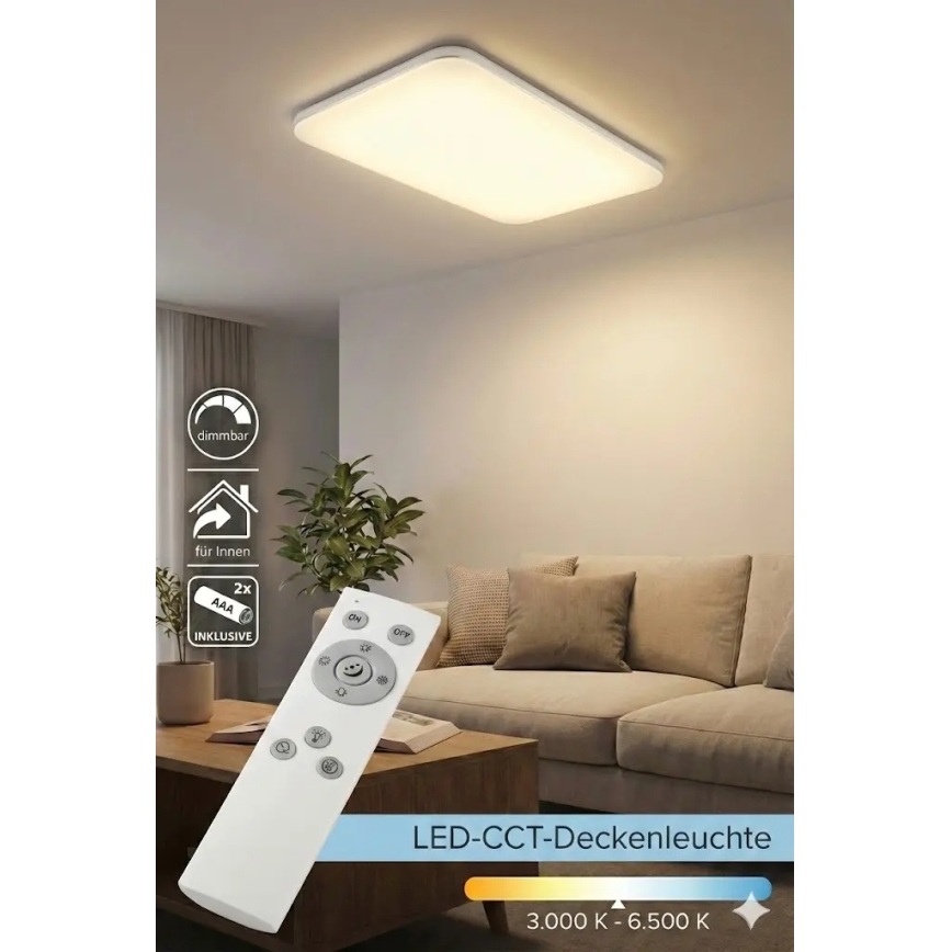 LED prigušiva stropna svetiljka LED/48W/230V 3000-6500K bela + daljinski upravljač