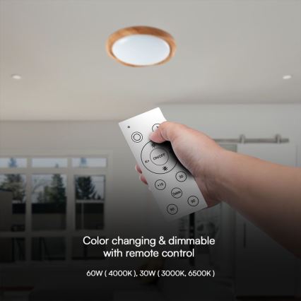 Prigušiva LED plafonska svetiljka, 60 W / 230 V, 3000–6500 K, prečnik 49 cm + daljinski upravljač
