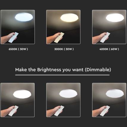 LED prigušiva plafonska svetiljka LED/60W/230V 3000K/4000K/6500K preč. 50 cm + daljinski upravljač