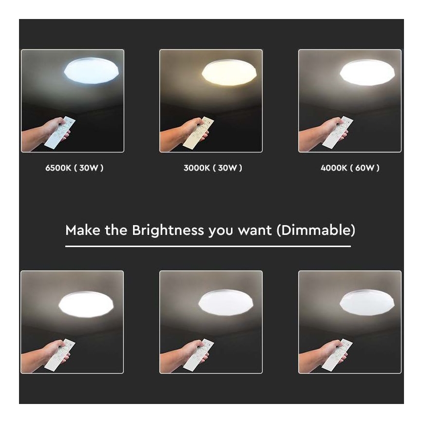 LED prigušiva plafonska svetiljka LED/60W/230V 3000K/4000K/6500K preč. 50 cm + daljinski upravljač