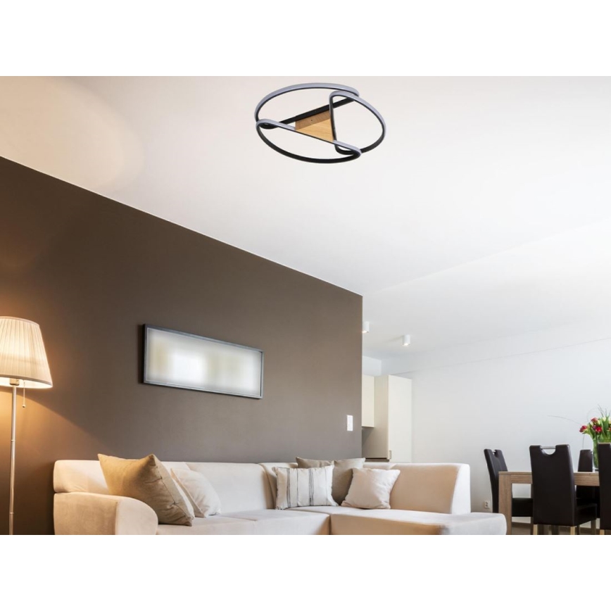 LED prigušiva plafonsko svetlo LED/75W/230V 3000-6500K braon/crna + daljinski upravljač