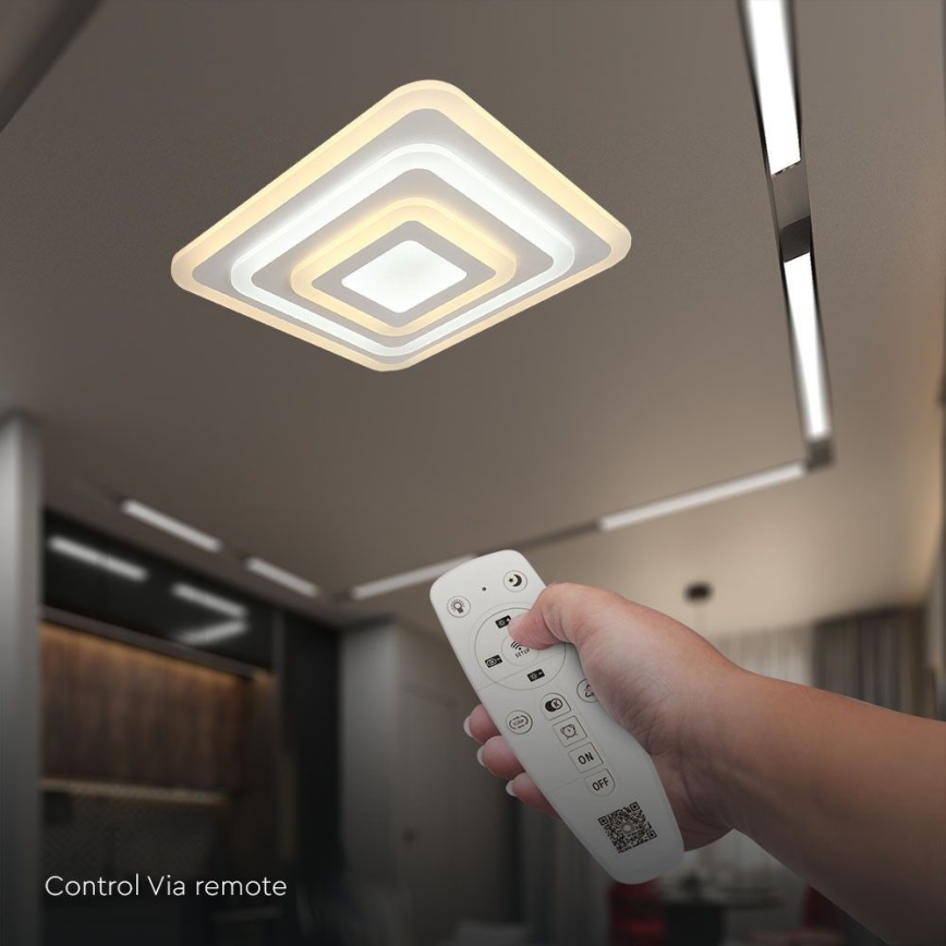 LED prigušiva plafonska svetiljka LED/77W/230V 3000-6500K 49,5x49,5 cm + daljinski upravljač
