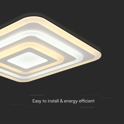 LED prigušiva plafonska svetiljka LED/77W/230V 3000-6500K 49,5x49,5 cm + daljinski upravljač