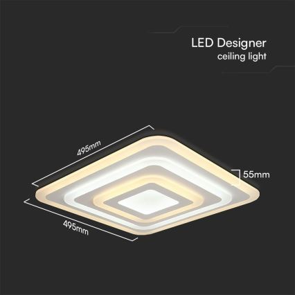 LED prigušiva plafonska svetiljka LED/77W/230V 3000-6500K 49,5x49,5 cm + daljinski upravljač
