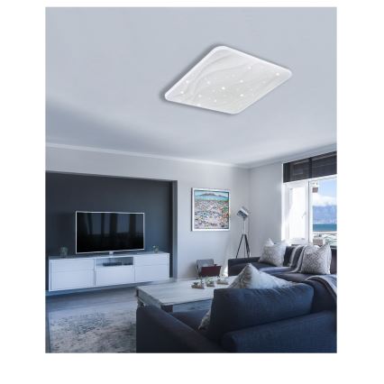 LED plafonsko svetlo NERIS sa prigušiva LED/60W/230V 2700-6500K 53x53 cm + daljinski upravljač