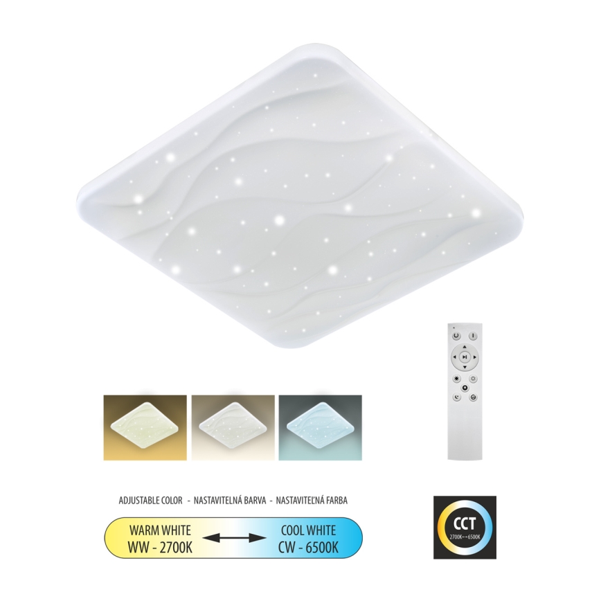 LED plafonsko svetlo NERIS sa prigušiva LED/60W/230V 2700-6500K 53x53 cm + daljinski upravljač