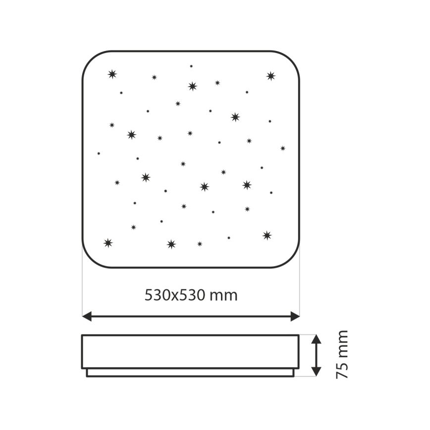 LED plafonsko svetlo NERIS sa prigušiva LED/60W/230V 2700-6500K 53x53 cm + daljinski upravljač