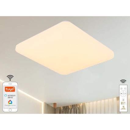 LED prigušiva plafonska svetiljka OPAL LED/48W/230V 2700-6500K Wi-Fi Tuya bela + daljinski upravljač