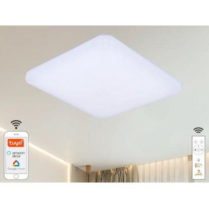 LED prigušiva plafonska svetiljka OPAL LED/48W/230V 2700-6500K Wi-Fi Tuya bela + daljinski upravljač