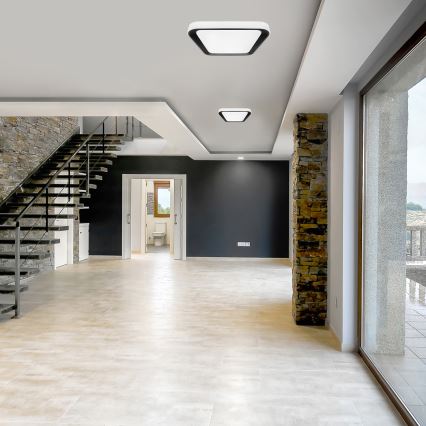 LED prigušiva stropna svetiljka QUADRO LED/38W/230V 3000-6000K bela/crna + daljinski upravljač