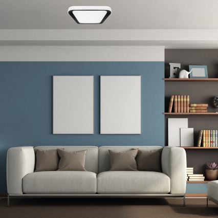 LED prigušiva stropna svetiljka QUADRO LED/38W/230V 3000-6000K bela/crna + daljinski upravljač
