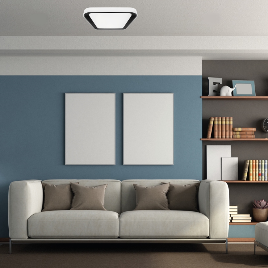 LED prigušiva stropna svetiljka QUADRO LED/38W/230V 3000-6000K bela/crna + daljinski upravljač