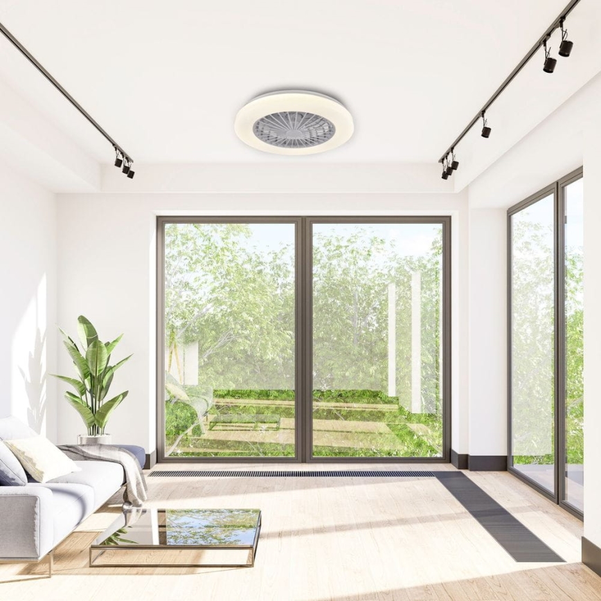 LED prigušiva stropno svetlo sa ventilatorom LIBYA LED/48W/230V 3000-6500K belo + daljinski upravljač