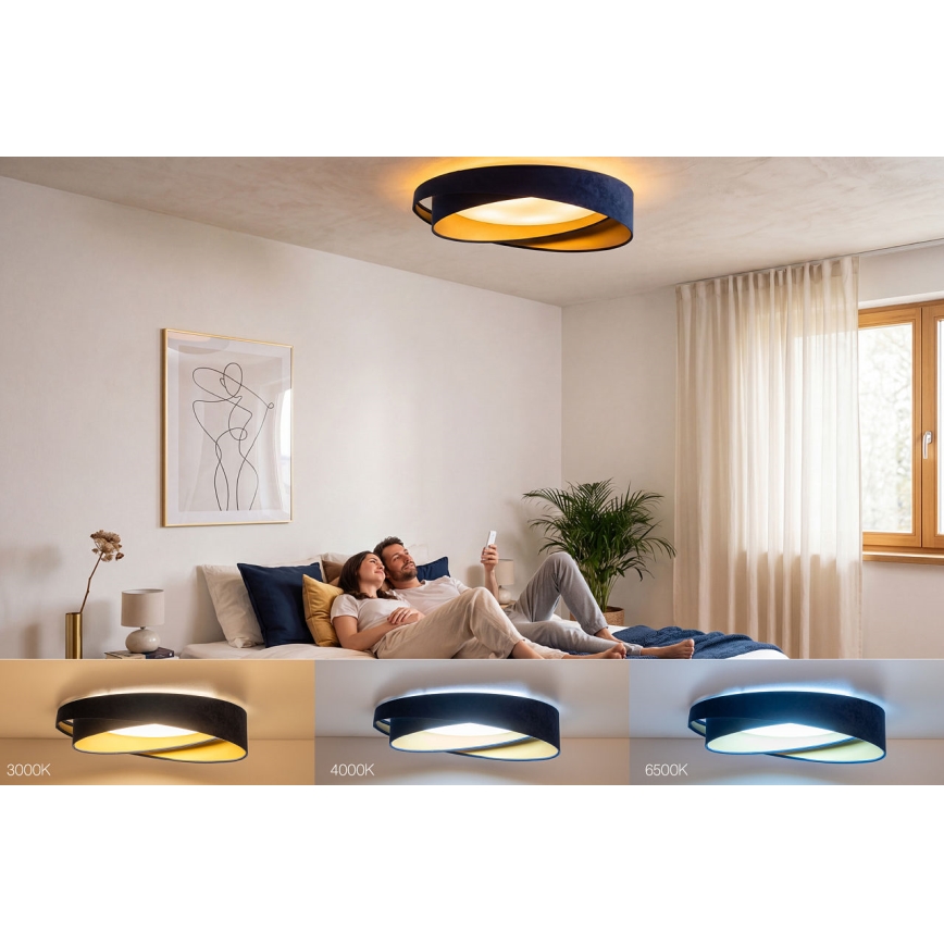 LED prigušiva plafonska svetiljka SMART GALAXY MODERN LED/24W/230V 3000-6500K prečnika 55 cm plava/zlatna + daljinski upravljač