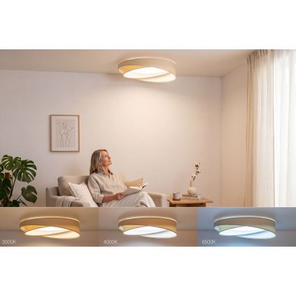 LED prigušiva plafonska svetiljka SMART GALAXY MODERN LED/24W/230V 3000-6500K prečnik 55 cm krem/bela + daljinski upravljač